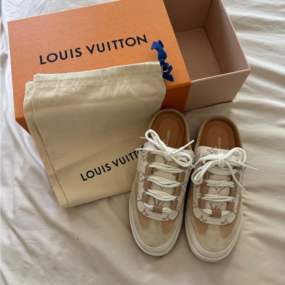 Louis Vuitton Monogram Slip On Beige and White Sneakers